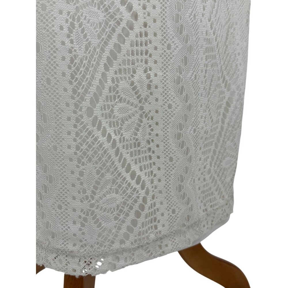 Vtg F21 Cream Lace Ruffle Hem Strapless Maxi Dress | Y2K Coquette Coastal Boho S - Picture 15 of 16